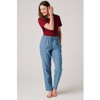 British Boxers Women's "Stornoway" Herringbone Brushed Cotton Pyjama Trousers in Teal | Size: Medium