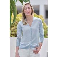 Pure Collection Women's Cashmere V Neck Cardigan in Light Blue | Size: 16