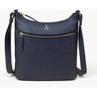 Assots London Women's SALLY' Pebble Grain Real Leather Crossbody Bag in Navy