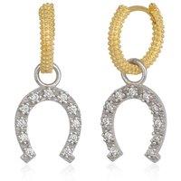 Spero London Women's Gold Vermeil Hoop Sterling Silver Horseshoe Equestrian Earring