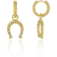 Spero London Women's Gold Vermeil Hoop Sterling Silver Horseshoe Equestrian Earring