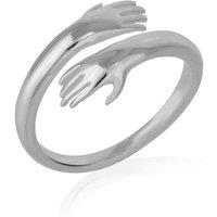 Spero London Women's Hug Ring With Hands Sterling Silver & Gold Plated