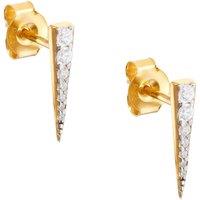 Spero London Women's Long Pave Dagger Stud Earrings in Gold