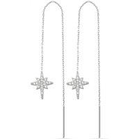 Spero London Women's Northernstar Starbust Sterling Silver Chain Drop Earring - Pair