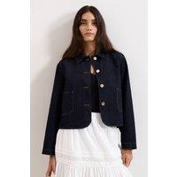 Phase Eight Women's Indira Button Front Denim Jacket in Dark Navy | Size: 12