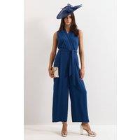 Phase Eight Women's Maisley Pleated Cropped Jumpsuit in Dark Blue | Size: 22