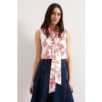 Phase Eight Women's Junie Tie Neck Sleeveless Blouse in Red | Size: 16