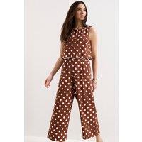 Phase Eight Women's Alia Spot Jumpsuit in Chocolate | Size: 24