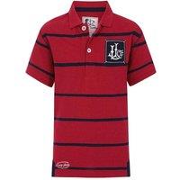 Lazy Jacks Boy's Broad Stripe Polo Shirt in Crimson | Size: 7-8 Years