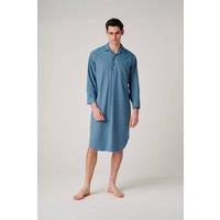 British Boxers Men's "Stornoway" Herringbone Brushed Cotton Nightshirt in Teal | Size: Large