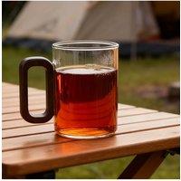 Living and Home 6/4pcs 360ML Borosilicate Glass Mugs Tea Cups with Wooden Handle in Clear | Size: 4 Pack