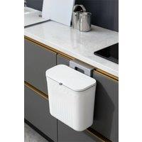 Living and Home Hanging Rubbish Bin With Lid for Kitchen Bathroom in White