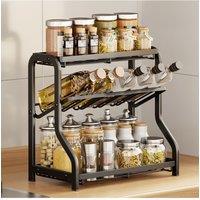 Living and Home 3-Tier Kitchen Metal Spice Rack in Black
