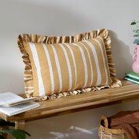 Furn Carmon Stripe Ruffle Cushion in Yellow | Size: 40 cm x 60 cm