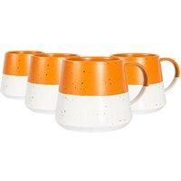 Nicola Spring Dipped Flecked Stoneware Belly Mugs - 370ml - Dusty Pink - Pack of 4 in Orange