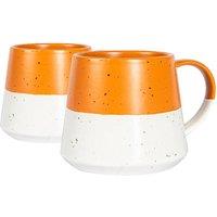 Nicola Spring Dipped Flecked Stoneware Belly Mugs - 370ml - Pack of 2 in Orange
