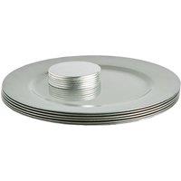 Argon Tableware 12pc Metallic Charger Plates & Coasters Set - Reusable Table Placemats in Silver