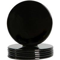 Argon Tableware 10cm Metallic Coasters - Set of 6 - Round Dining Table Drinks Mats in Black