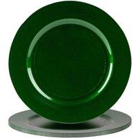 Argon Tableware 33cm Metallic Charger Plates - Set of 6 - Reusable Dining Placemats in Green