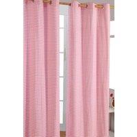 Homescapes Cotton Gingham Eyelet Curtain Pair in Pink | Size: 140 cm width x 229 cm drop