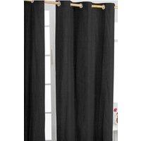 Homescapes Plain Cotton Ready Made Eyelet Curtain Pair in Black | Size: 140 cm width x 183 cm drop