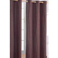 Homescapes Plain Cotton Ready Made Eyelet Curtain Pair in Brown | Size: 140 cm width x 229 cm drop