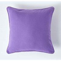 Homescapes Cotton Plain Cushion Cover in Purple | Size: 45 cm x 45 cm