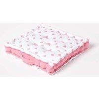 Homescapes Cotton Hearts Floor Cushion in Pink | Size: 50 cm x 50 cm