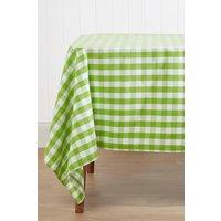 Homescapes Block Check Cotton Gingham Tablecloth, 137cm x 228cm in Green | Size: 137 cm x 228 cm