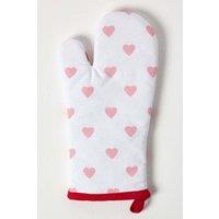 Homescapes Red Hearts Cotton Oven Glove