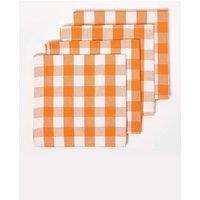 Homescapes Block Check Cotton Gingham Napkins, Set of 4 in Orange
