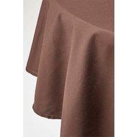 Homescapes Plain Cotton Round Tablecloth, 178 cm in Chocolate