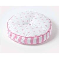 Homescapes Pink Hearts & Stripes Round Floor Cushion