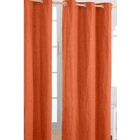 Homescapes Plain Cotton Ready Made Eyelet Curtain Pair in Burnt Orange | Size: 140 cm width x 229 cm drop