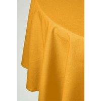 Homescapes Plain Cotton Round Tablecloth, 178 cm in Mustard