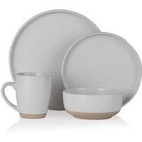 Barbary & Oak BO867007WHT Avena 16 Piece Dinnerware Set, Stoneware, Linen White