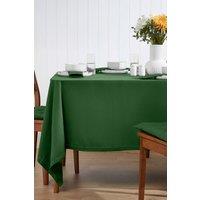 Homescapes Plain Cotton Tablecloth, 137cm x 228cm in Dark Green | Size: 137 cm x 228 cm