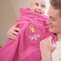 Duncan Stewart Kid's Personalised Giraffe Bath Towel in Pink