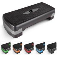 Kayman Exercise Steps with Adjustable 2 Step Level Heights (10, 15 cm) - Grey in Black