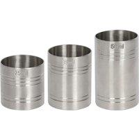 Rink Drink 3pc Stainless Steel Thimble Measure Set - 25/35/50ml in Silver