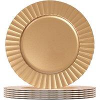 Argon Tableware Round Charger Plates - 33cm - Flute Design - Pack of 6 in Gold