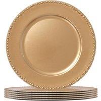 Argon Tableware Round Charger Plates - 33cm - Bead Design - Pack of 6 in Gold