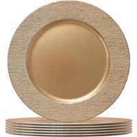Argon Tableware Round Charger Plates - 33cm - Rib Design - Pack of 6 in Gold