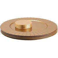 Argon Tableware 12pc Round Charger Plates Set - 33cm - Flute Design in Gold