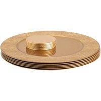 Argon Tableware 12pc Round Charger Plates Set - 33cm - Rib Design in Gold