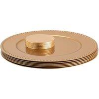 Argon Tableware 12pc Round Charger Plates Set - 33cm - Bead Design in Gold