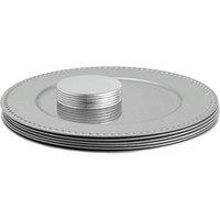 Argon Tableware 12pc Round Charger Plates Set - 33cm - Bead Design in Silver