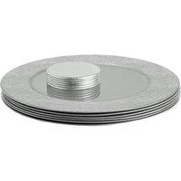Argon Tableware 12pc Round Charger Plates Set - 33cm - Rib Design in Silver