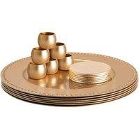 Argon Tableware 18pc Round Charger Plates Set - 33cm - Bead Design in Gold