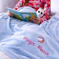 Duncan Stewart Ultra Soft Children's Personalised Unicorn Blanket in Blue | Size: 140 cm x 180 cm